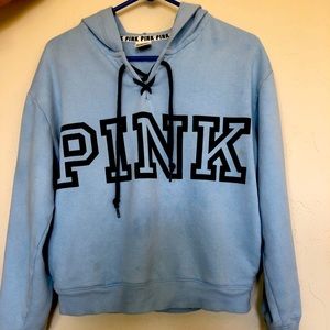 Light blue PINK hoodie, size: Small